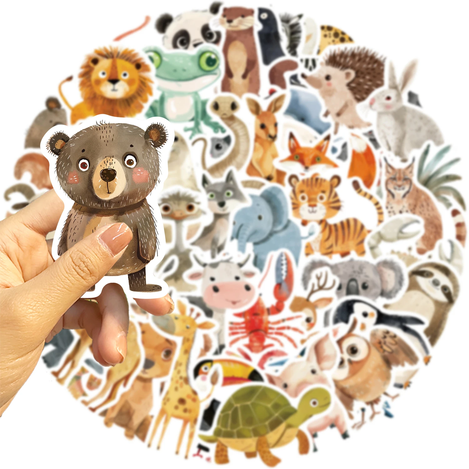귀여운 어린이 책 그림 스티커, 비닐 방수 스티커, 어린이 장난감 동물 데칼, Loptop 물병 휴대폰용, 50 개
