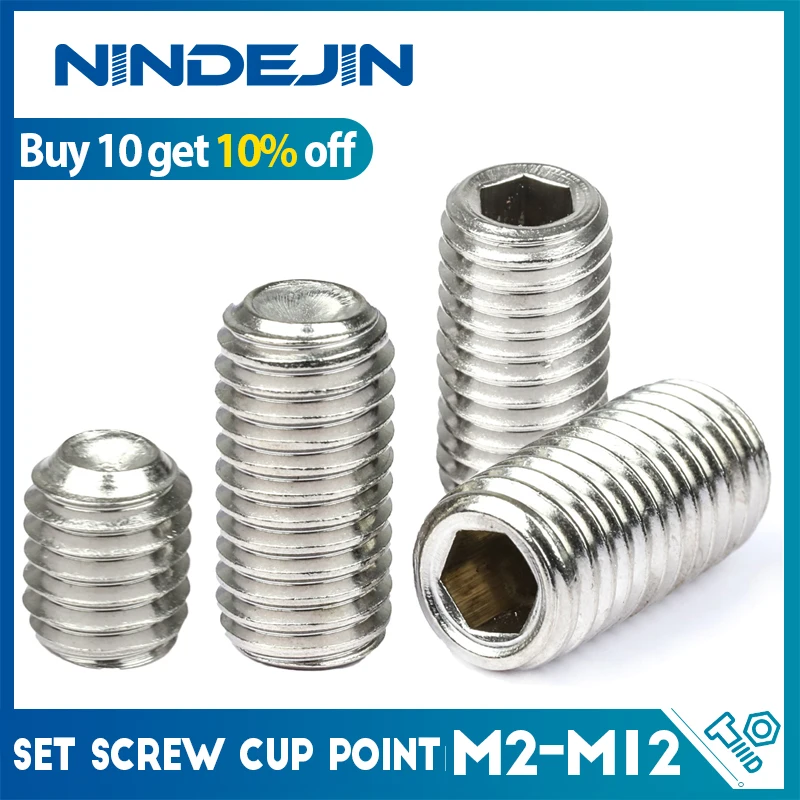 NINDEJIN 육각 소켓 고정 나사 컵 포인트 스테인레스 스틸 m2 m3 m4 m5 m6 m8 m10 헤드리스 육각 소켓 그럽 나사 DIN916 title=NINDEJIN 육각 소켓 고정 나사 컵 포인트 스테인레스 스틸 m2 m3 m4 m5 m6 m8 m10 헤드리스 육각 소켓 그럽 나사 DIN916 