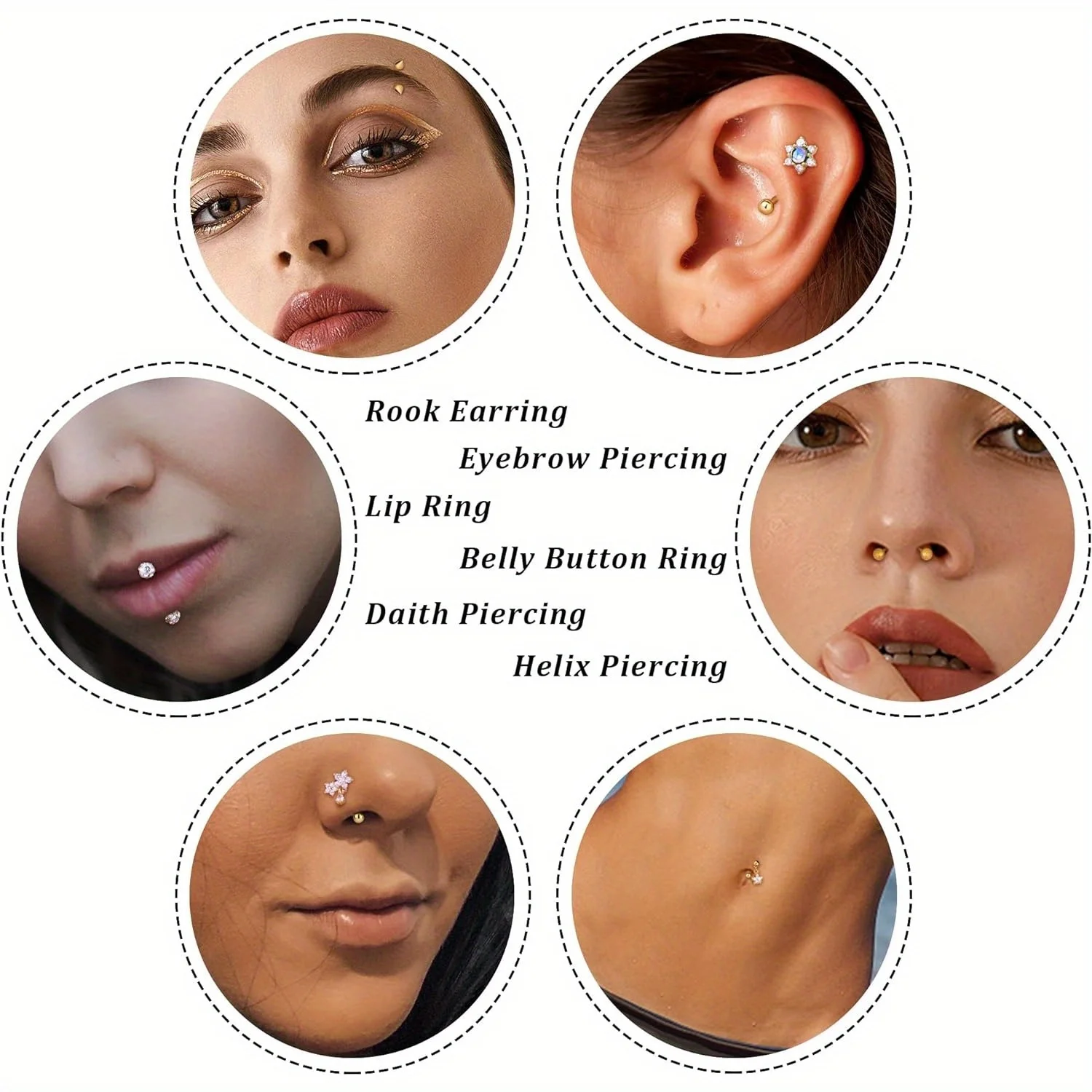 Drperfect 1pc 스테인레스 스틸 루크 피어싱 쥬얼리 립 링 연골 Daith 표면 Tragus 피어싱 쥬얼리 눈썹 반지