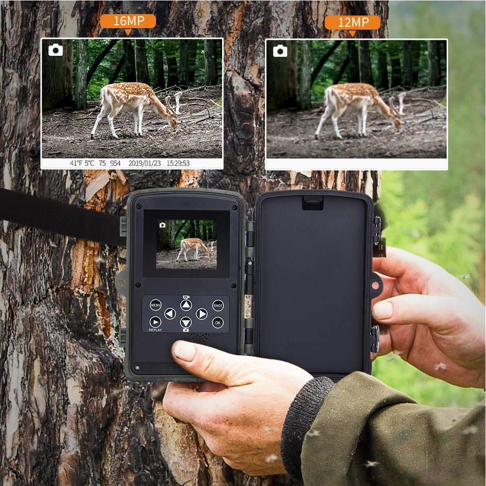 20MP 1080P 야외 사냥 트레일 카메라, 5000 MAh 리튬 배터리 IP65 방수 게임 캠 포토 트랩 야생 감시