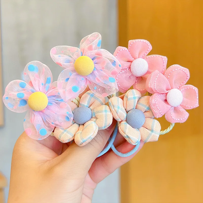 10Pcs 좋은 탄력, 아기 넥타이 머리띠, 공주 모자를 쓰고 있죠, 귀여운 소녀 탄성 밴드와 어린이 메쉬 꽃 머리 루프