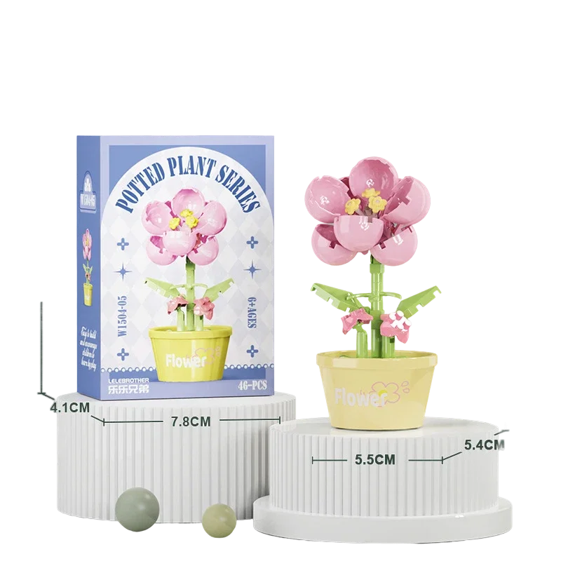 꽃 꽃다발 미니 입자 빌딩 블록 꽃 키트 3D DIY 크리 에이 티브 식물 홈 장식을위한 마이크로 벽돌 소녀 선물 성인 어린이