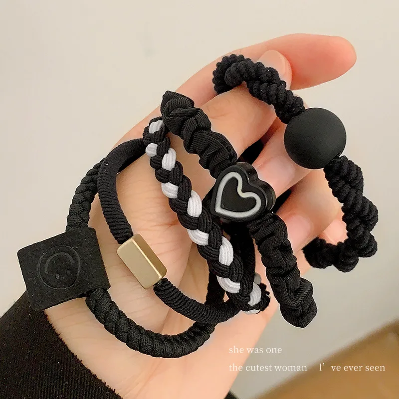 10PCS 여성 헤어 링 세트 헤어 액세서리 고탄성 가죽 밴드 간단한 기질 높은 포니 테일 내구성 새로운 스타일