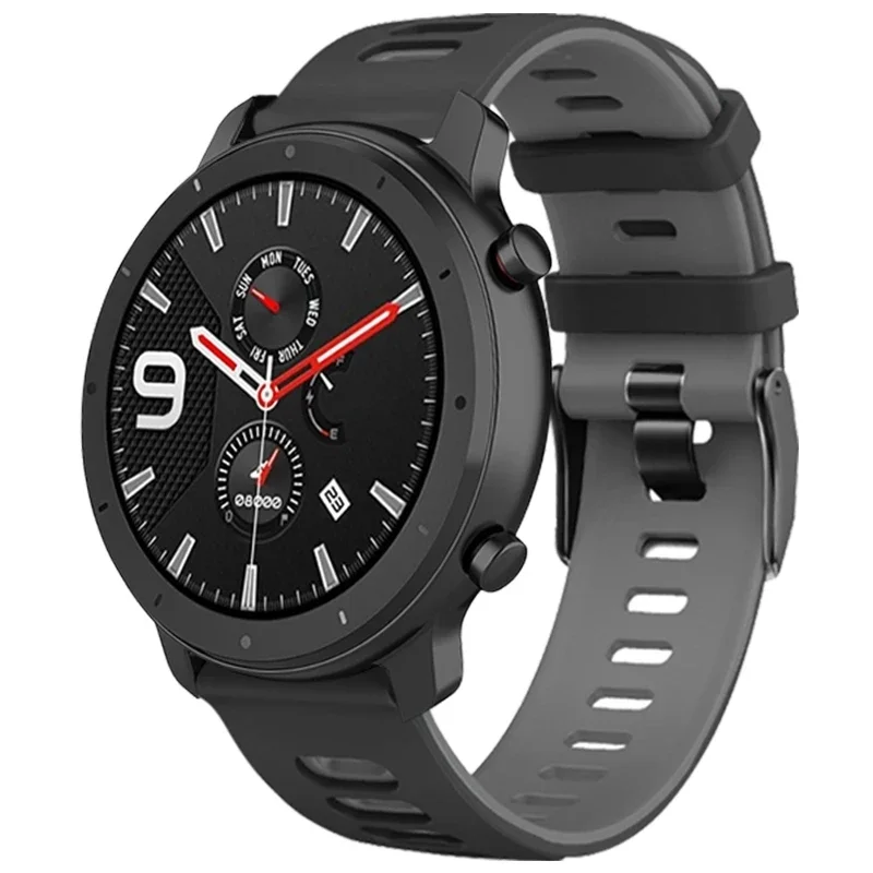 어메이즈핏 GTR용 실리콘 스트랩, 47mm, 2, 2e, 스트라토스 3, GTR 4, 3 프로 팔찌, 22mm, 20mm