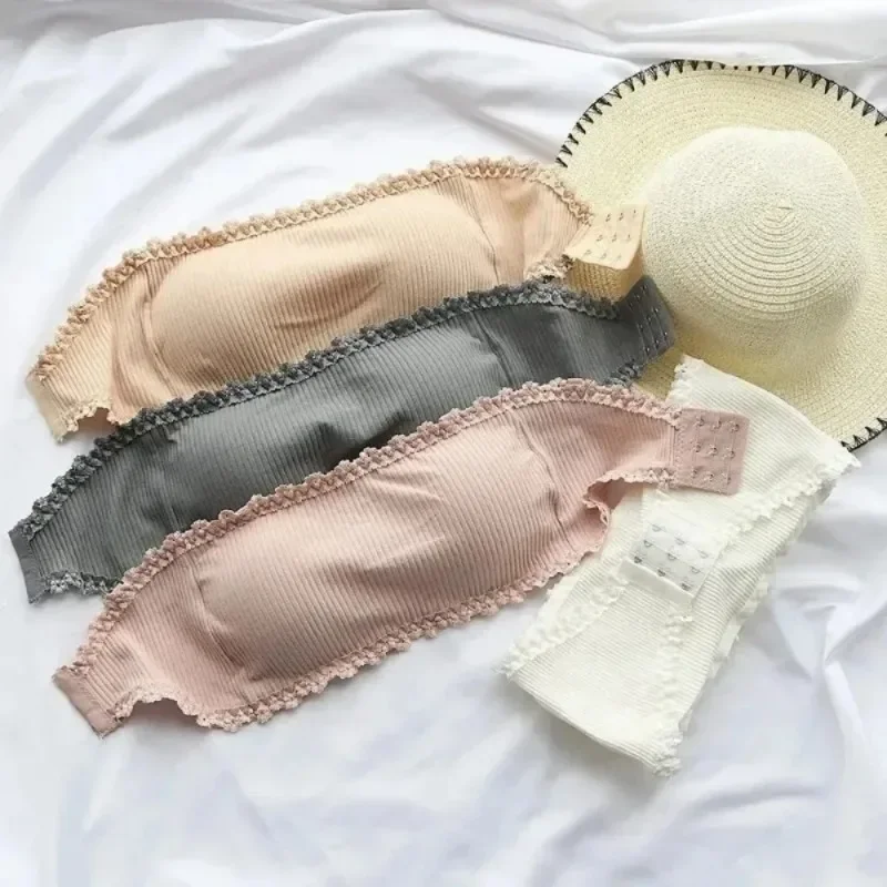 여성용 스트랩리스 란제리 튜브 탑 속옷, 심리스 보이지 않는 브라렛, 섹시한 단색 브라 크롭탑 title=여성용 스트랩리스 란제리 튜브 탑 속옷, 심리스 보이지 않는 브라렛, 섹시한 단색 브라 크롭탑 
