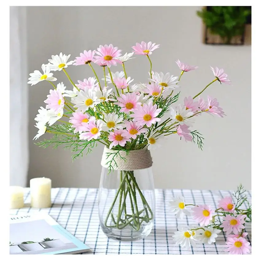 인공 꽃 실크 데이지 저렴한 신부 부케 축제 홈 웨딩 가든 테이블 데코라티 DIY 선물 무대 공장 액세서리