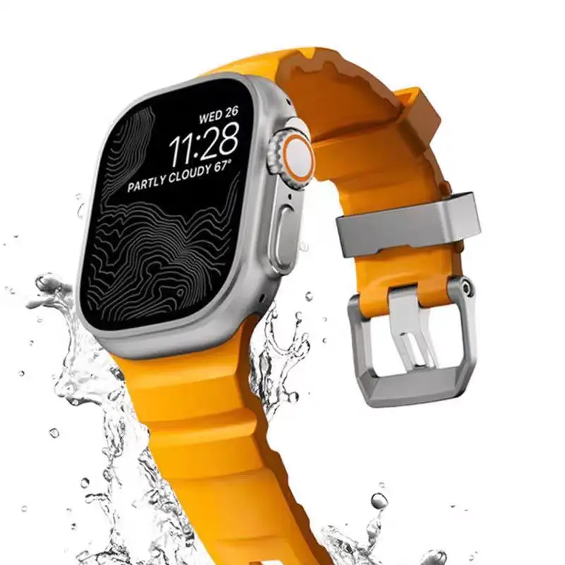 Apple Watch Ultra 2 용 트레일 실리콘 밴드 iWatch 시리즈 10 Ultra 9 8 7 6 SE 용 49mm 스트랩 46mm 45mm 44mm 42mm 스포츠 팔찌