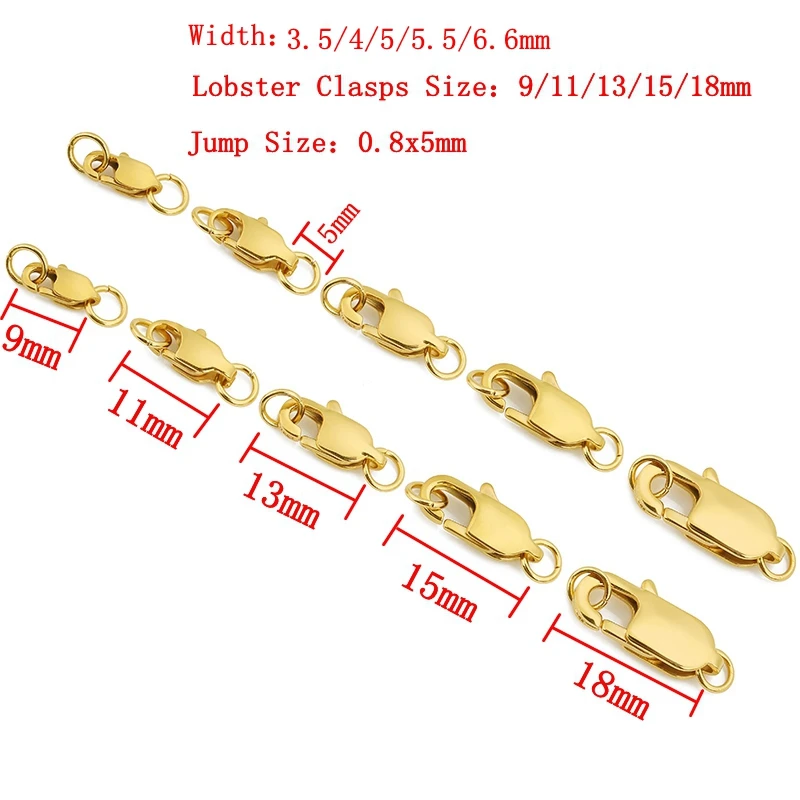 10pcs 316 스테인레스 스틸 직사각형 랍스터 걸쇠 점프 링 후크 커넥터 팔찌 목걸이 체인 쥬얼리 만들기