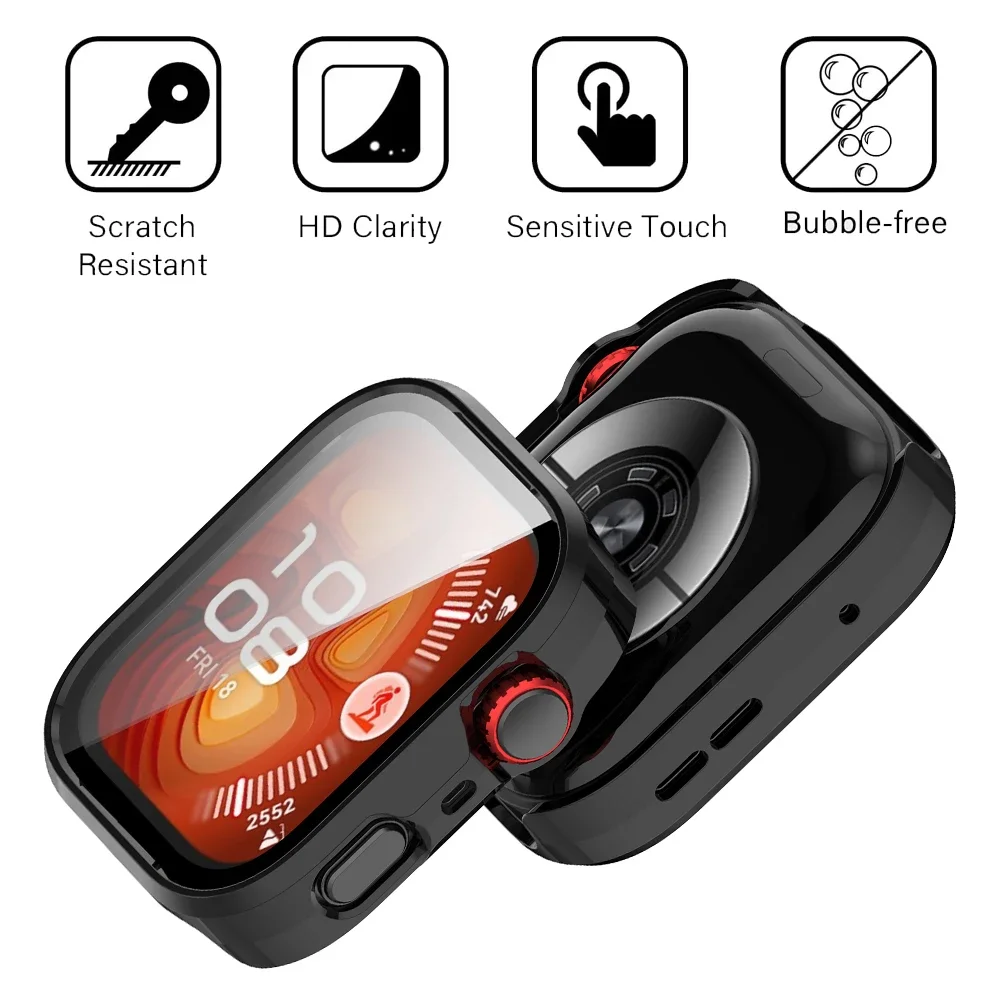 Huawei Watch Fit 4/4 Pro용 유리 + 케이스 Huawei Fit4 액세서리용 강화 유리 화면 보호기 및 하드 PC 보호 범퍼