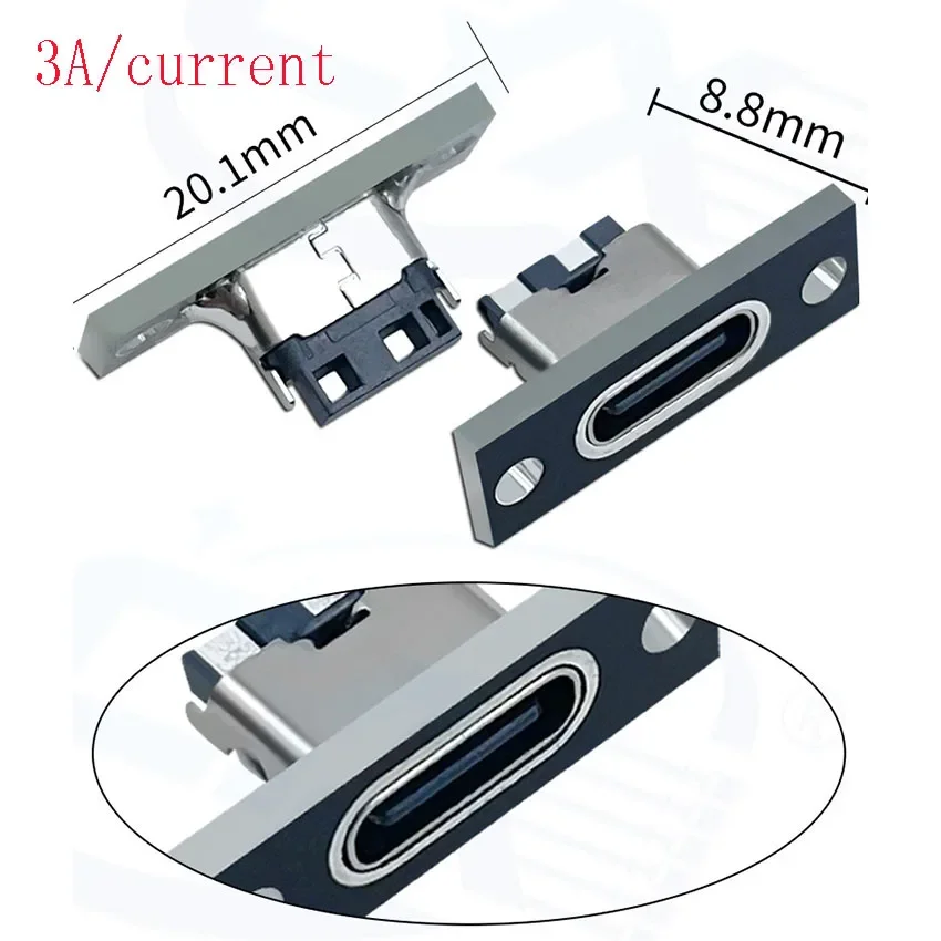 1-10pcs 나사 고정 플레이트가있는 USB 3.1 유형 C 소켓 유형-C USB 잭 3.1 유형-C 2Pin 4Pin 5Pin 6Pin 암 커넥터 잭
