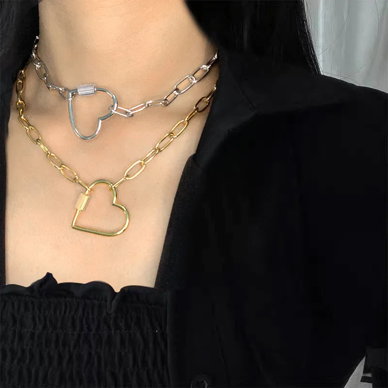 간단한 금속 심장 모양의 오프닝 키 체인 핸드백 스트랩 개 체인 버클 가방 매는 밧줄 클립 후크 DIY 액세서리