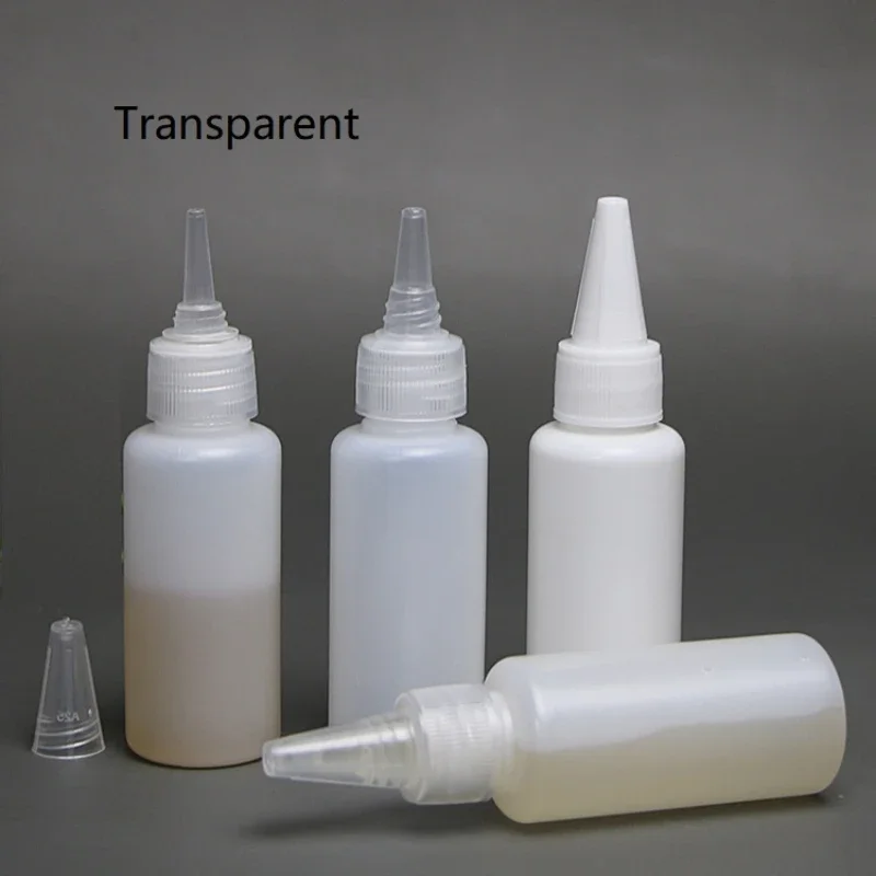 10Pcs 30-100ml 빈 플라스틱 접착제 병 나사 뚜껑이있는 PE 소재 잉크 오일 안료 컨테이너에 대 한 액체 드롭 병을 짜내십시오