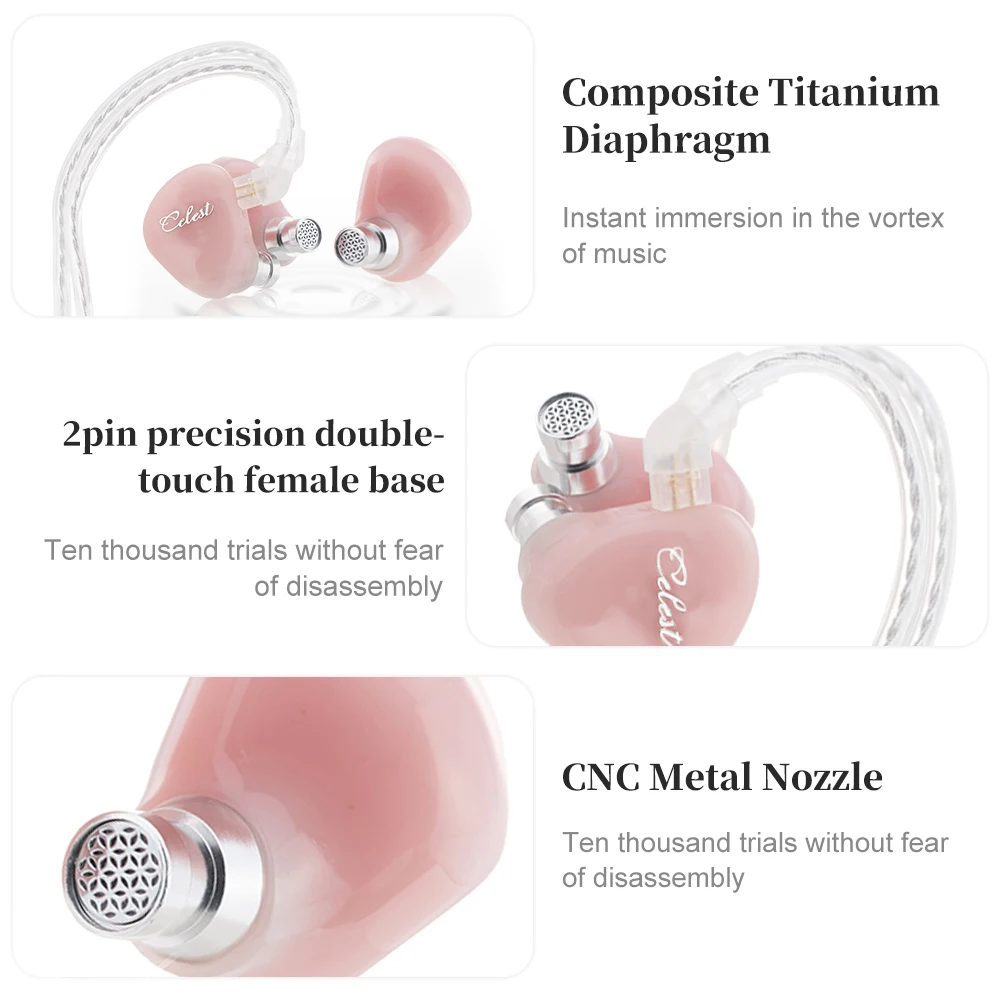 Kinera Celest Rue 이어폰 이어폰 복합 티타늄 다이어프램 6mm 마이크로 다이나믹 드라이버 헤드셋 케이블 Hifi 음악 IEM 선물용