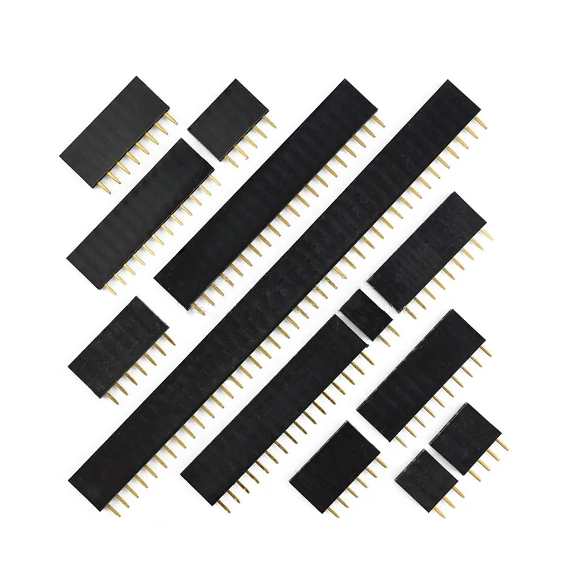 2.54mm 피치 단일 행 암 2 ~ 40P PCB 소켓 보드 핀 헤더 커넥터 스트립 핀 헤더 Arduino 용 2/3/4/6/10/12/16/20/40Pin