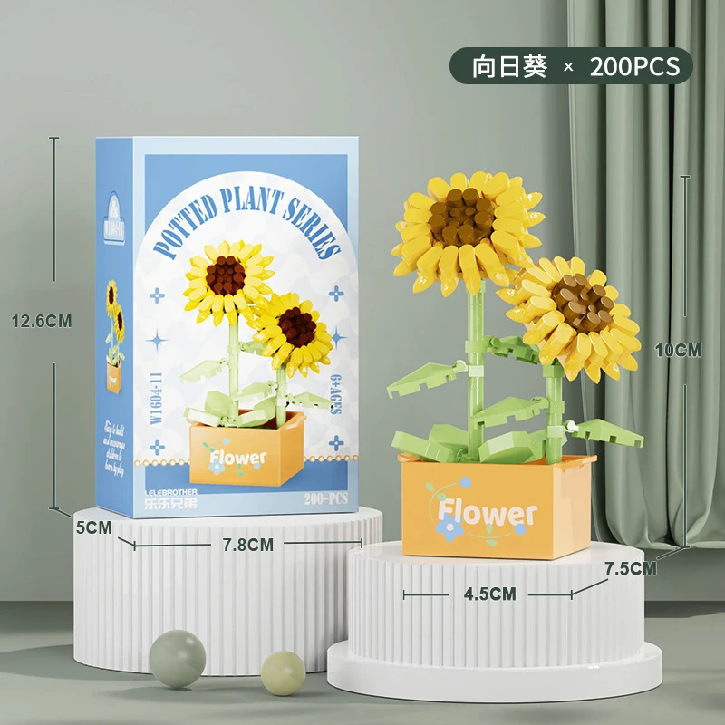 꽃 꽃다발 미니 입자 빌딩 블록 꽃 키트 3D DIY 크리 에이 티브 식물 홈 장식을위한 마이크로 벽돌 소녀 선물 성인 어린이