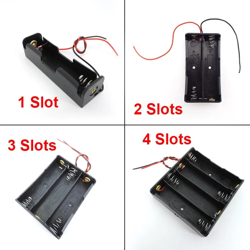 5pcs 1 2 3 4 슬롯 포트 AA 2AA 3AA 4AA 1.5v 3v 4.5v 6v 크기 전원 배터리 보관 케이스 박스 홀더 3Xaa 2xaa aa 리드 h 포함