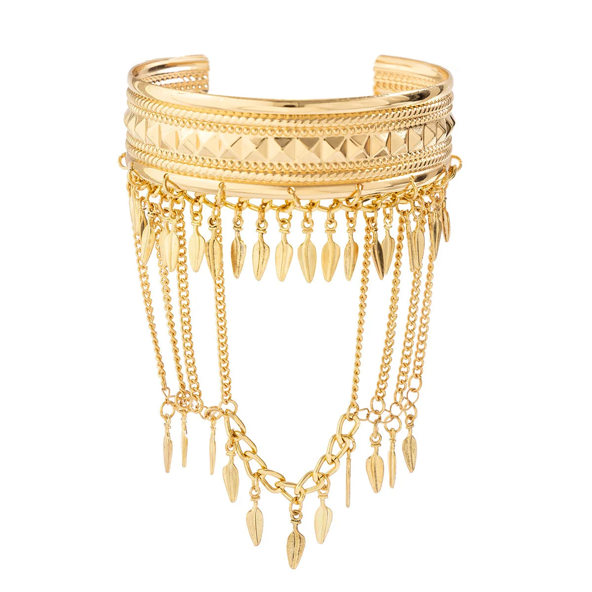 새로운 트렌디 한 황금 금속 동전 잎 체인 술 어퍼 팔 팔찌 커프 팔찌 Armlet 완장 남성 여성 쥬얼리 액세서리