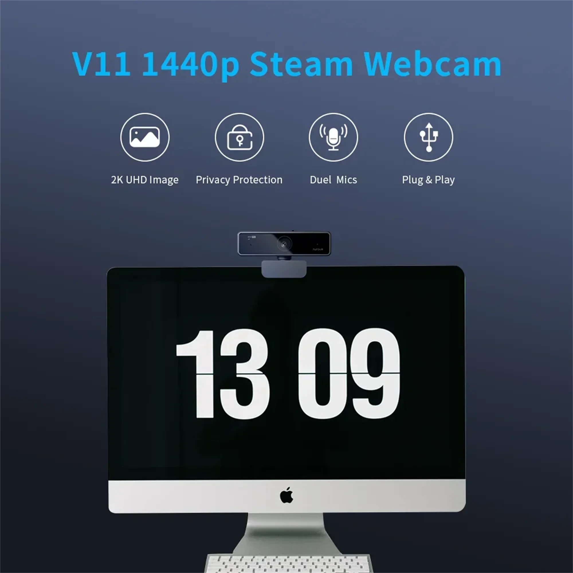 Nuroum  V11 고품질 1080p 60fps 풀 HD 플러그 앤 플레이 컴퓨터 USB 웹 카메라 미니 웹캠, PC 노트북용, 마이크 포함
