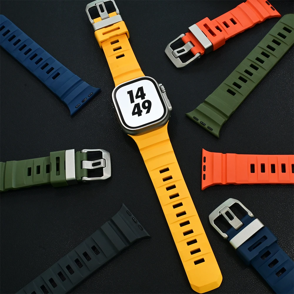 Apple Watch Ultra 2 용 트레일 실리콘 밴드 iWatch 시리즈 10 Ultra 9 8 7 6 SE 용 49mm 스트랩 46mm 45mm 44mm 42mm 스포츠 팔찌