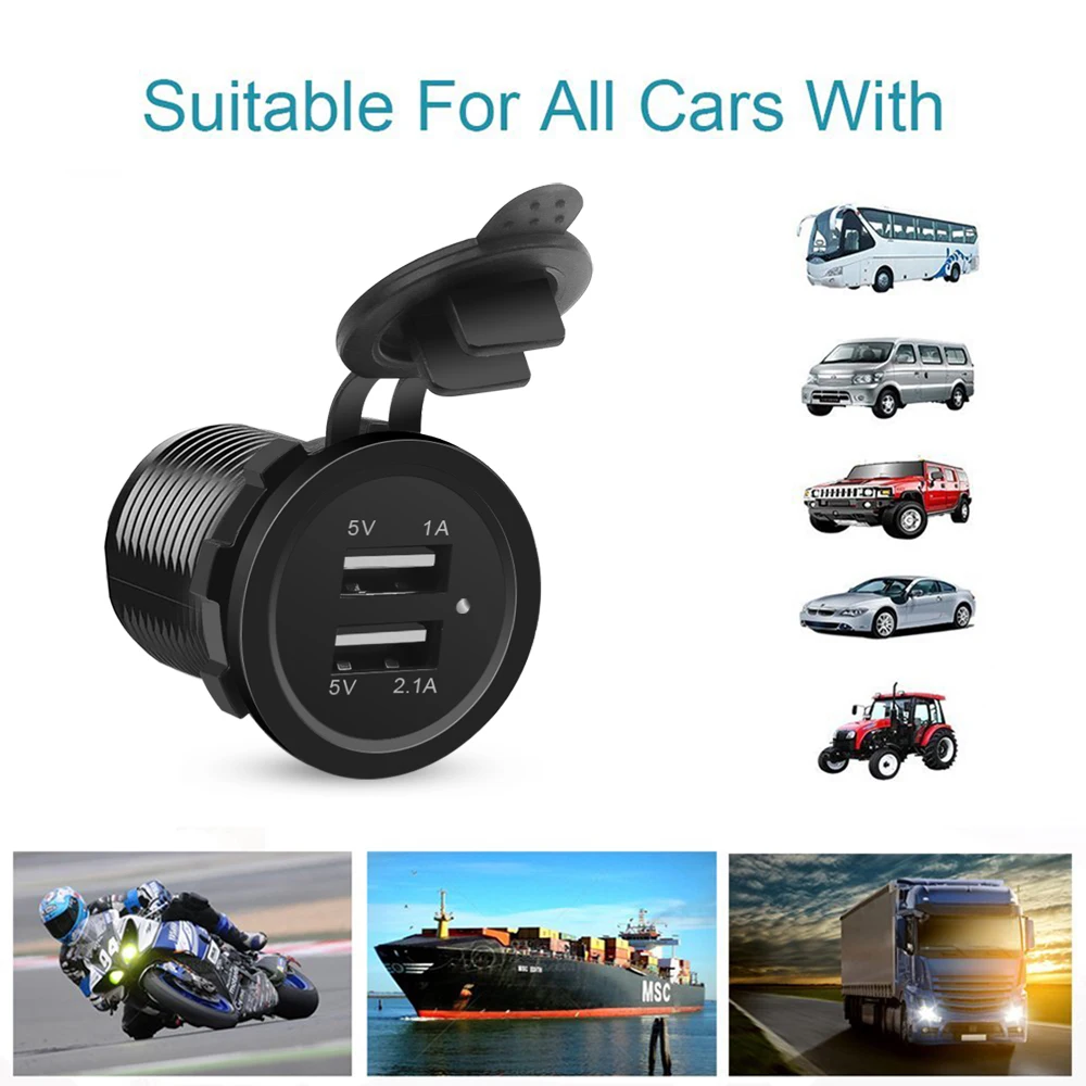 KEBID 12V 듀얼 USB 포트 자동차 충전기 소켓 플러그 자동 보트 방수 휴대 전화 충전 어댑터에 대 한 담배 라이터 콘센트