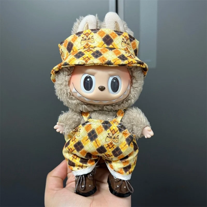 17cm Labubu를위한 귀여운 미니 봉제 인형 옷 다양한 종류의 작업복 의류 액세서리