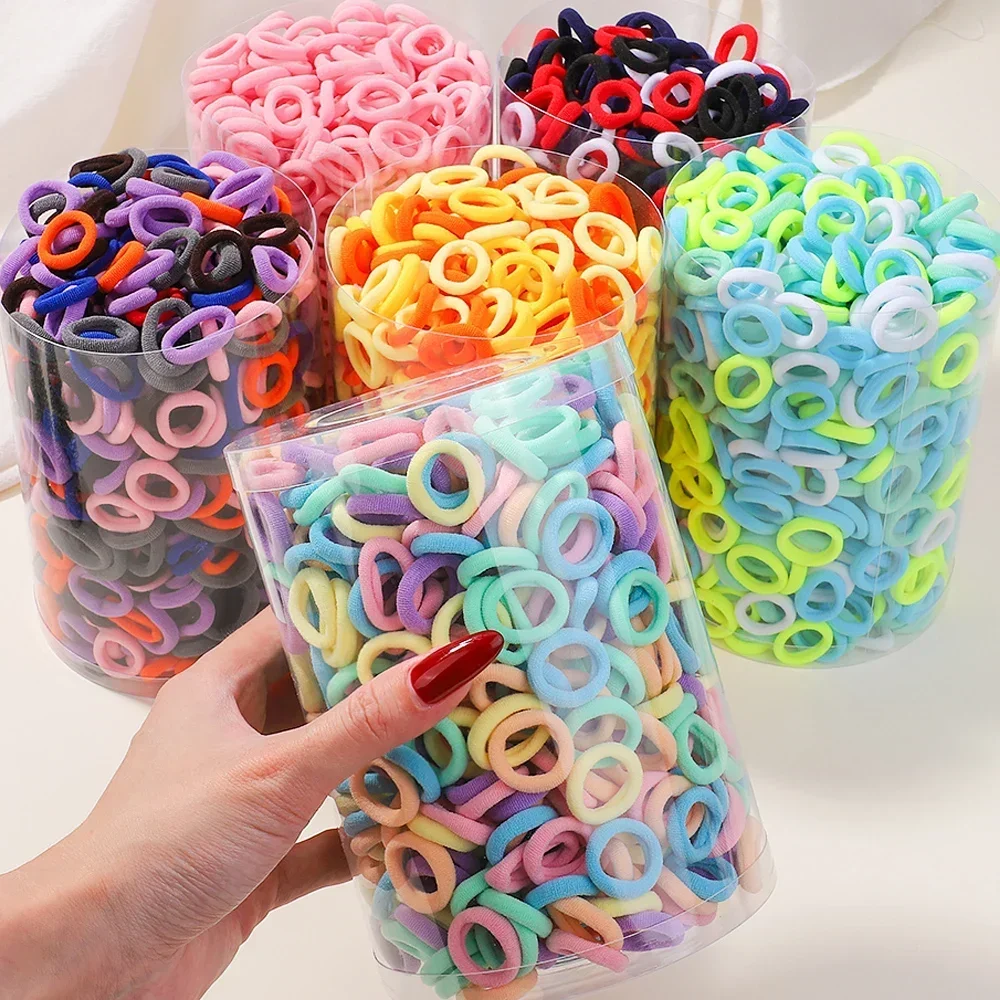 50/100Pcs 여자를위한 다채로운 기본 나일론 Ealstic 헤어 넥타이 포니 테일 잡아 Scrunchie 고무 밴드 아이 패션 헤어 액세서리