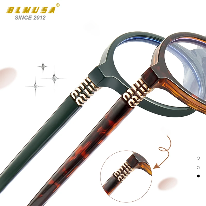 BLMUSA 레트로 안티 블루 레이 포토 크로 믹 근시 안경 여성 타원형 작은 프레임 처방 안경 팝 클래식 독서 안경