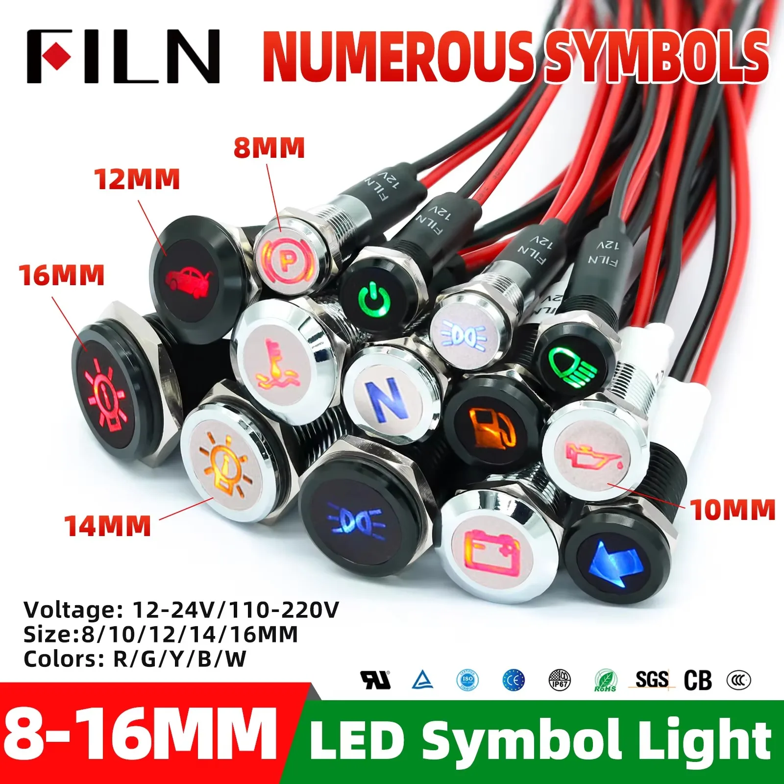 8/10/12/14/16mm 기호 LED 표시 등 12V 24V 검은 금속 표시기 대시 파일럿 라이트 와이어 자동차 대시 보드 ruck 기계 title=8/10/12/14/16mm 기호 LED 표시 등 12V 24V 검은 금속 표시기 대시 파일럿 라이트 와이어 자동차 대시 보드 ruck 기계 
