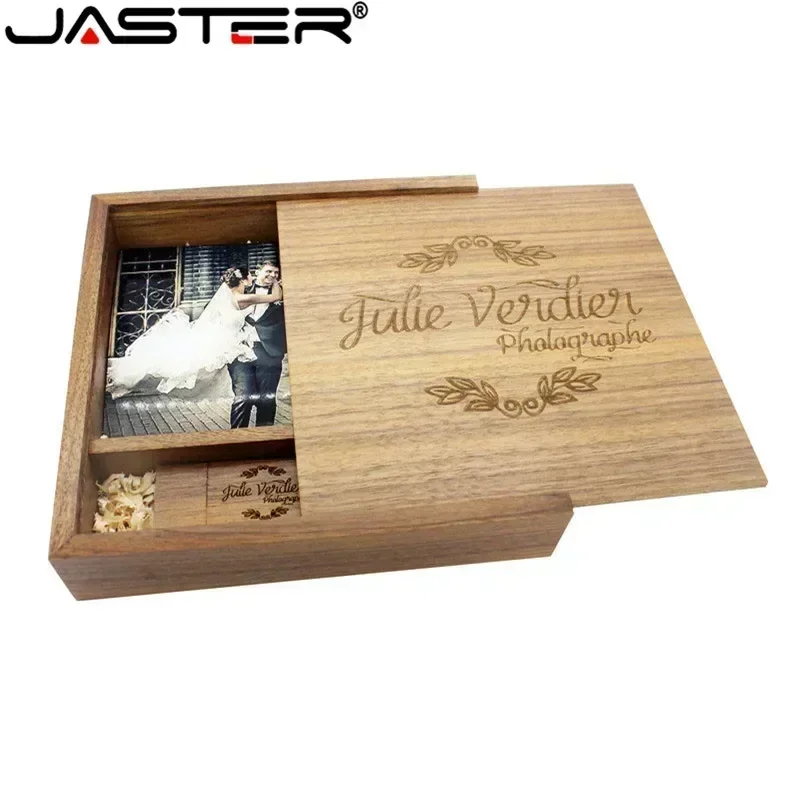JASTER 메이플 사진 앨범 나무 USB + 박스 메모리 스틱 Pendrive 8GB 16GB 32GB 64GB 128GB 사진 선물 무료 로고 (170*170*35 MM)