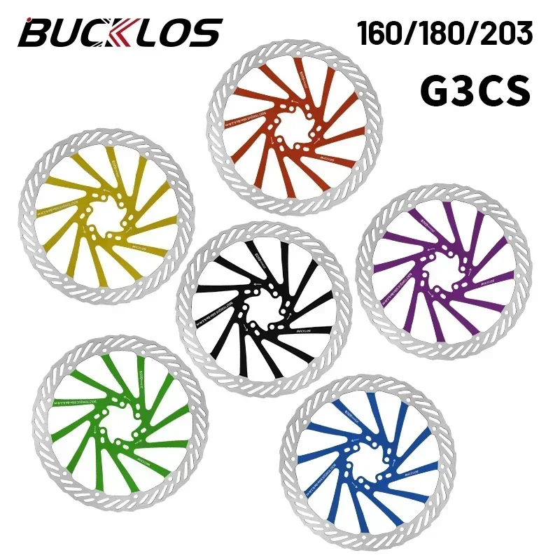 BUCKLOS 초경량 MTB 자전거 유압 디스크 브레이크 로터 160/180/203mm 산악 도로 경주 자전거 브레이크 디스크 (6 개의 무료 볼트 포함)