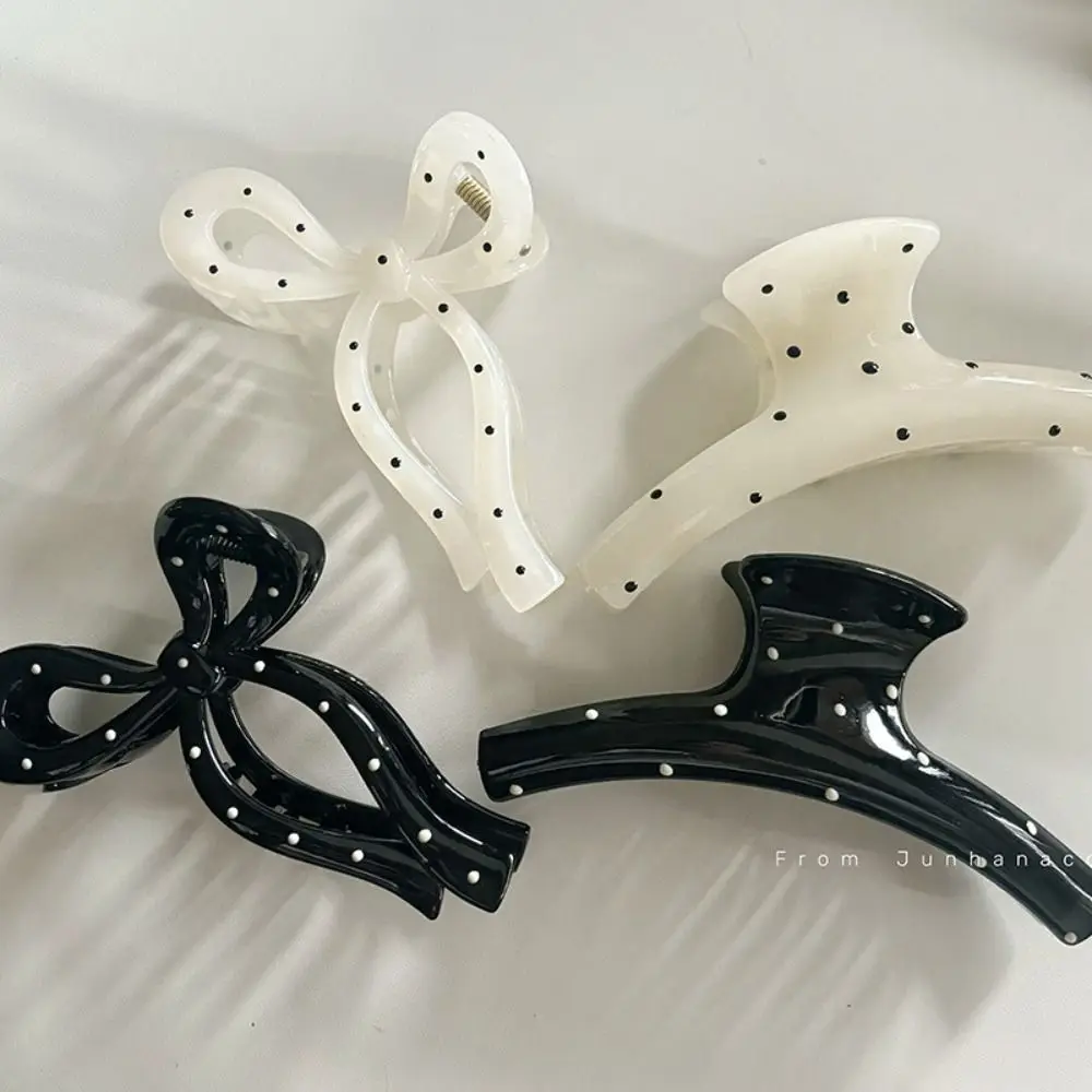 패션 리본 헤어 클립 귀여운 헤어핀 아크릴 물방울 무늬 헤어 집게 한국 스타일 큰 샤크 클립 큰 헤어 클로 소녀용