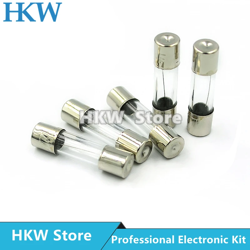 10 개/몫 유리관 퓨즈 5x20MM 6X30MM 0.1A 0.2A 0.5A 1A 2A 3A 4A 5A 6.3A 7A 8A 10A 12A 15A 20A 30A 25A 250V 고속 블로우 퓨즈