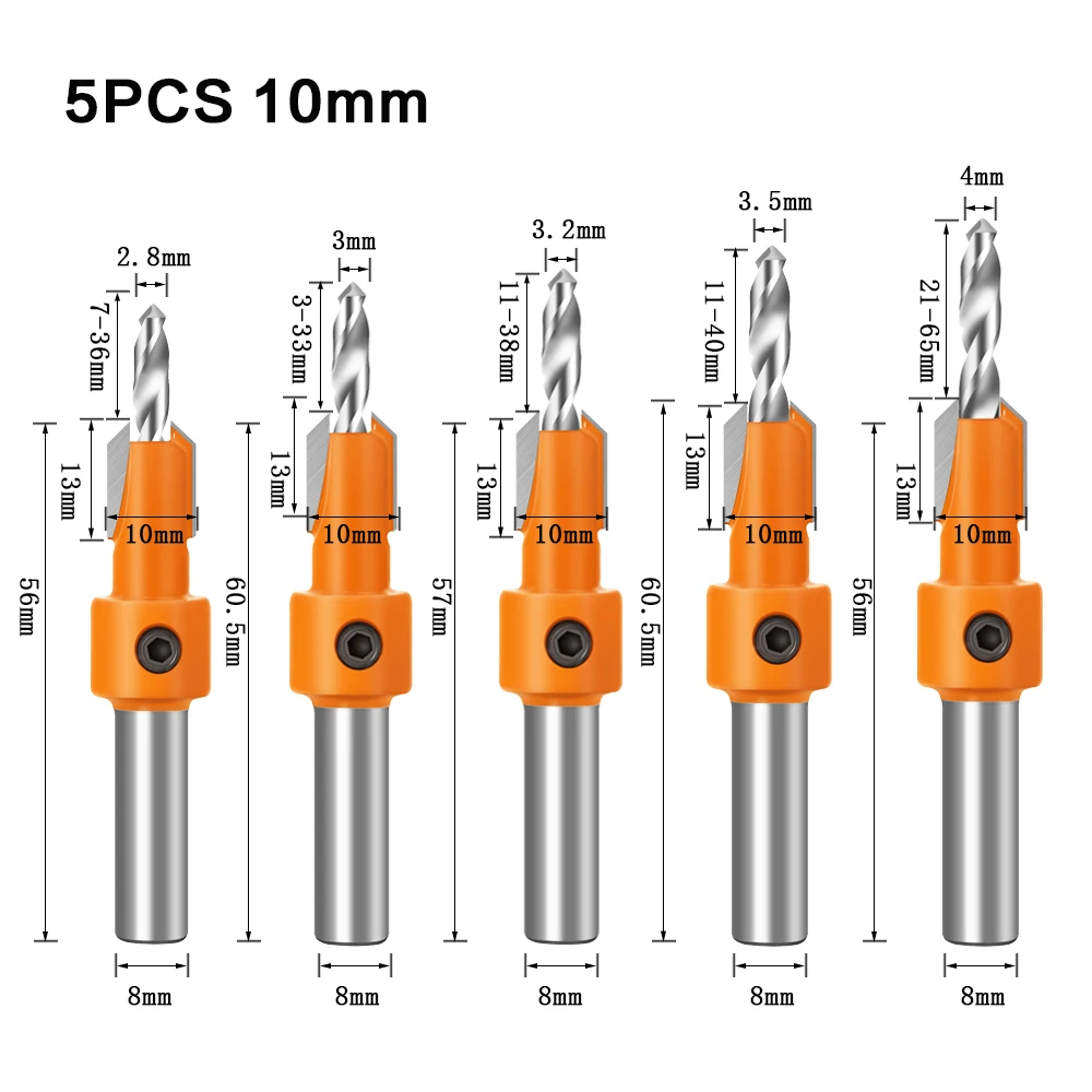 8mm 생크 HSS 목공 카운터 싱크 라우터 비트 나사 추출기 목재 밀링 커터 용 Remon 철거 목공 도구