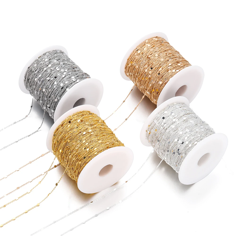 1/2Meter 1.2-1.8mm 골드 컬러 구리 체인 DIY 쥬얼리에 대한 스팽글 목걸이 체인 결과 구성 요소 공예 용품 만들기