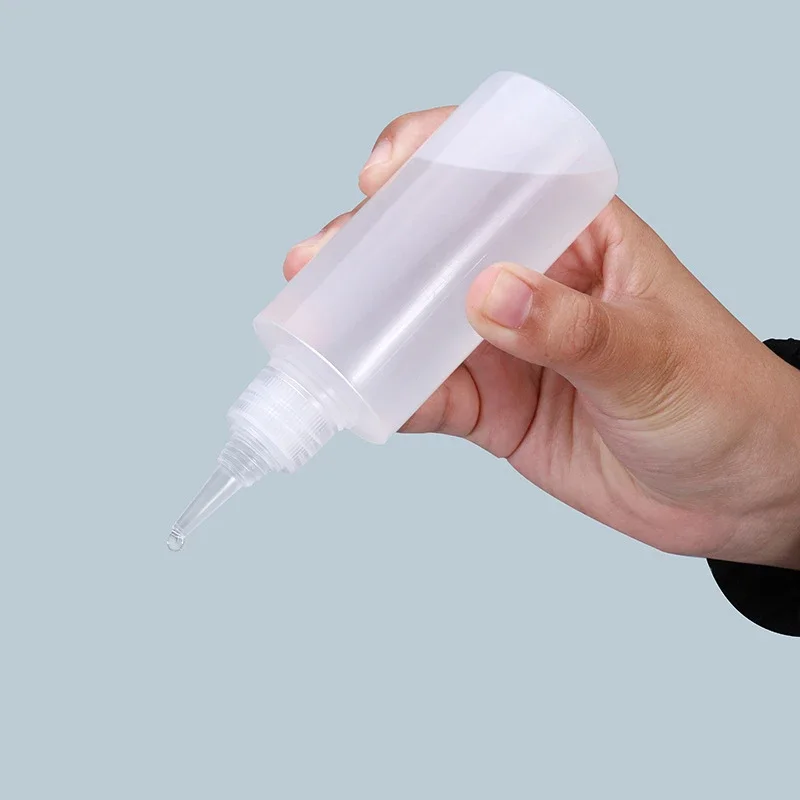 10Pcs 30-100ml 빈 플라스틱 접착제 병 나사 뚜껑이있는 PE 소재 잉크 오일 안료 컨테이너에 대 한 액체 드롭 병을 짜내십시오