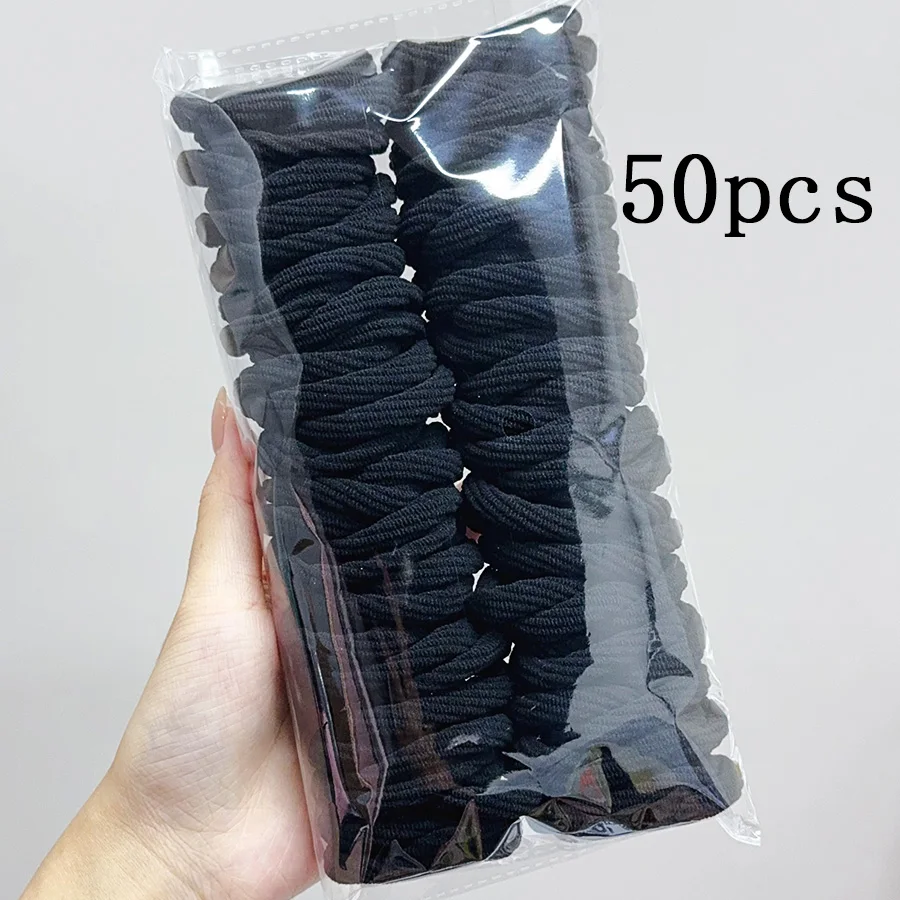 50 개/대 여자를위한 다채로운 원활한 탄성 헤어 밴드 여자 Pongtail 홀더 헤어 타이 고무 밴드 헤어 밴드 헤어 액세서리