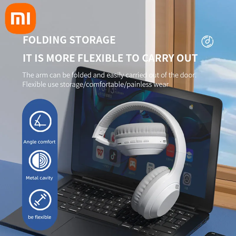 Xiaomi 5W 무선 헤드폰 Bluetooth5.3 이어폰 접이식 이어 버드 40mm 드라이버 게임 음악 오버 이어 스테레오 헤드셋 (마이크 포함)