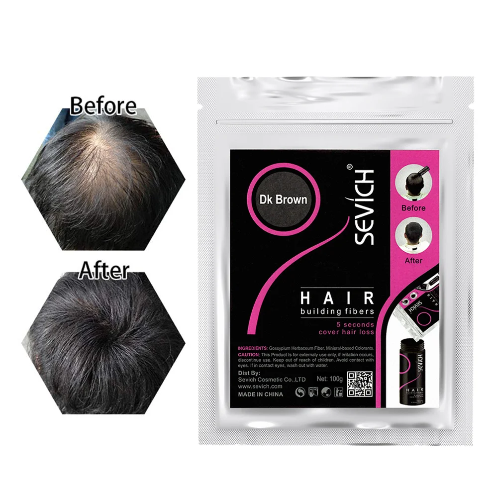 Sevich 100g 헤어 섬유 10 색 케라틴 헤어 빌딩 섬유 파우더 인스턴트 모발 성장 섬유 리필 50g 헤어 케어 제품