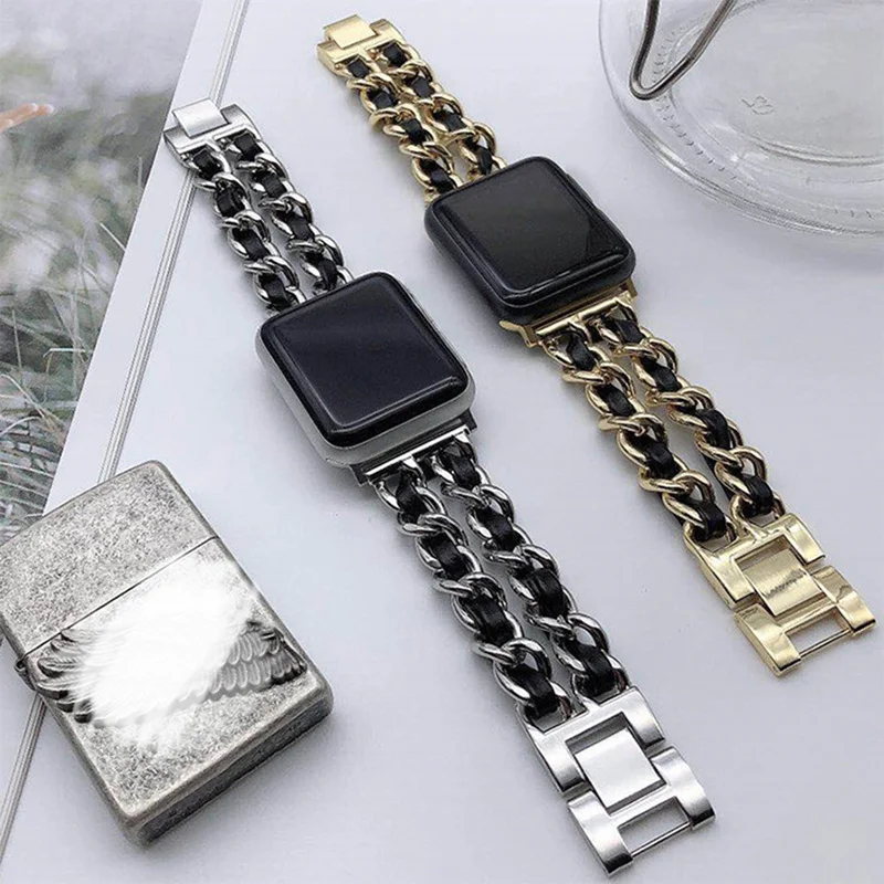 Apple Watch 밴드 용 여성용 금속 스트랩 10 9 8 Ultra 46mm 42mm 49mm 7 SE 6 5 41mm 45mm 44/40mm 레이디 골드 스틸 팔찌 팔찌