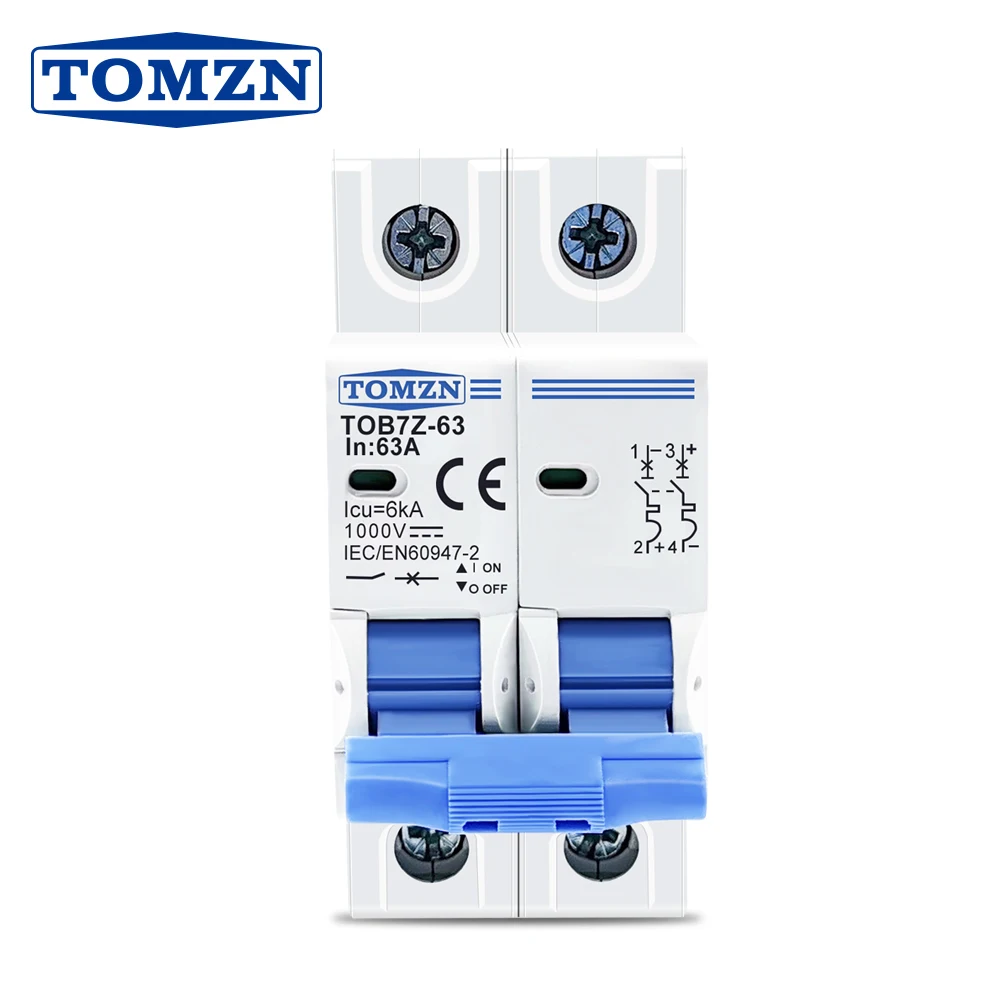 태양광 발전 미니 회로 차단기, PV 시스템용, DC 1000V, 3A 6A 10A 16A 20A 25A 32A 40A 50A 63A DC MCB, 2P title=태양광 발전 미니 회로 차단기, PV 시스템용, DC 1000V, 3A 6A 10A 16A 20A 25A 32A 40A 50A 63A DC MCB, 2P 