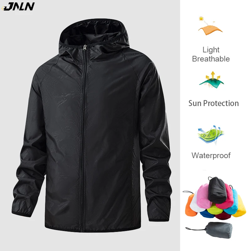 JNLN 남녀공용 하이킹 재킷, 방수 태양 보호 바람막이, 남녀공용 캠핑 등산 야외 레인 코트, 휴대용 의류 title=JNLN 남녀공용 하이킹 재킷, 방수 태양 보호 바람막이, 남녀공용 캠핑 등산 야외 레인 코트, 휴대용 의류 