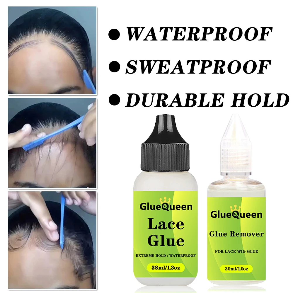 38ml 1.3oz 가발 접착제 방수 헤어 교체 접착제 땀 방지 및 레이스 프론트 가발 용 30ml 1oz 접착제 리무버