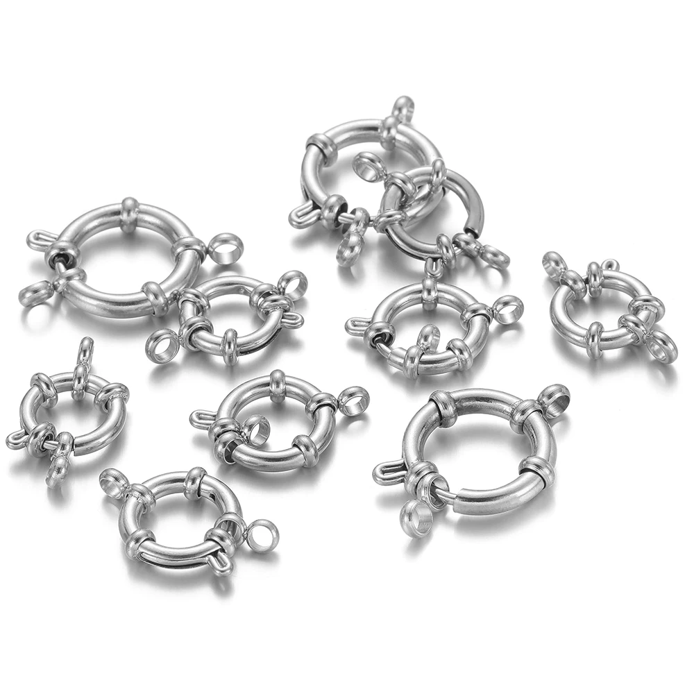 4 개/몫 스테인레스 스틸 골드 라운드 스프링 Clasps 팔찌 쇄골 목걸이에 대 한 후크 8 커넥터 DIY 쥬얼리 결과 만들기