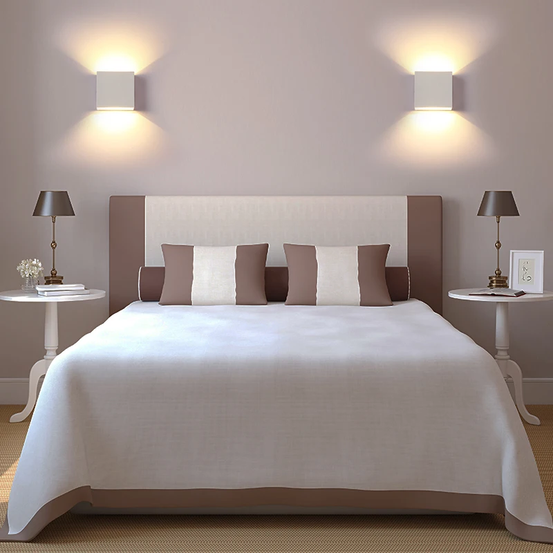 LED 벽 Sconces 2Pack 6W 현대 실내 벽 램프, 흰색 아래로 벽 마운트 조명 거실 복도 침실 장식