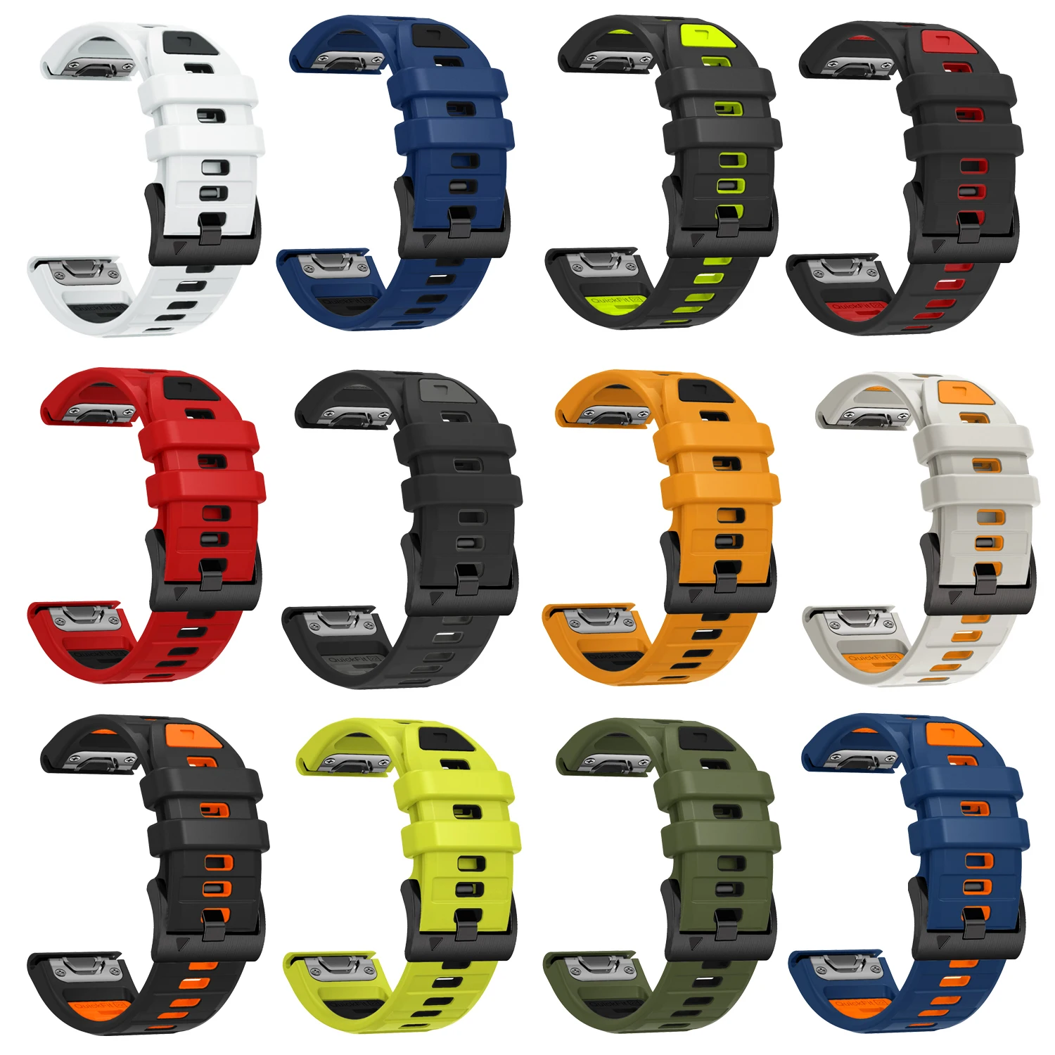 Garmin Fenix ​​E 8 7 7X 6 6X 5 5X/Epix Pro 47mm 51mm/Enduro 3 투톤 실리콘 스트랩 팔찌용 QuickFit 26mm 22mm Fenix8 밴드