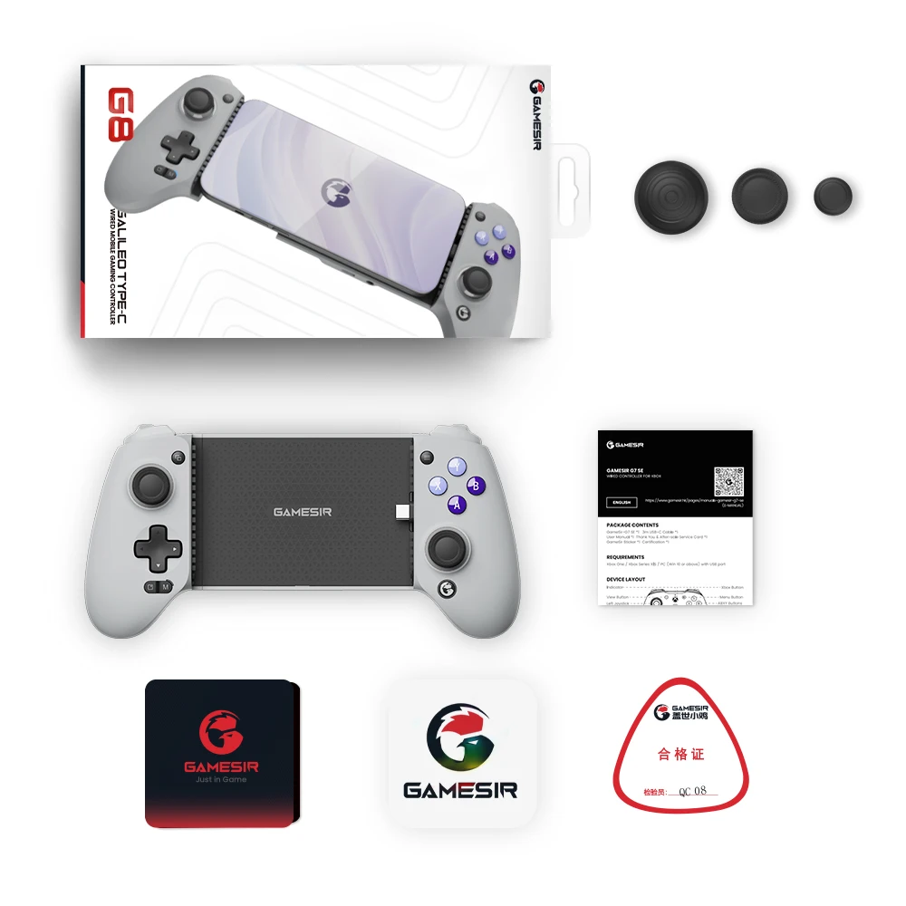 GameSir G8 갈릴레오 핸드폰 게임 패드 게임 컨트롤러, 홀 효과 조이스틱, 아이폰 15 안드로이드 휴대폰 클라우드 게임용