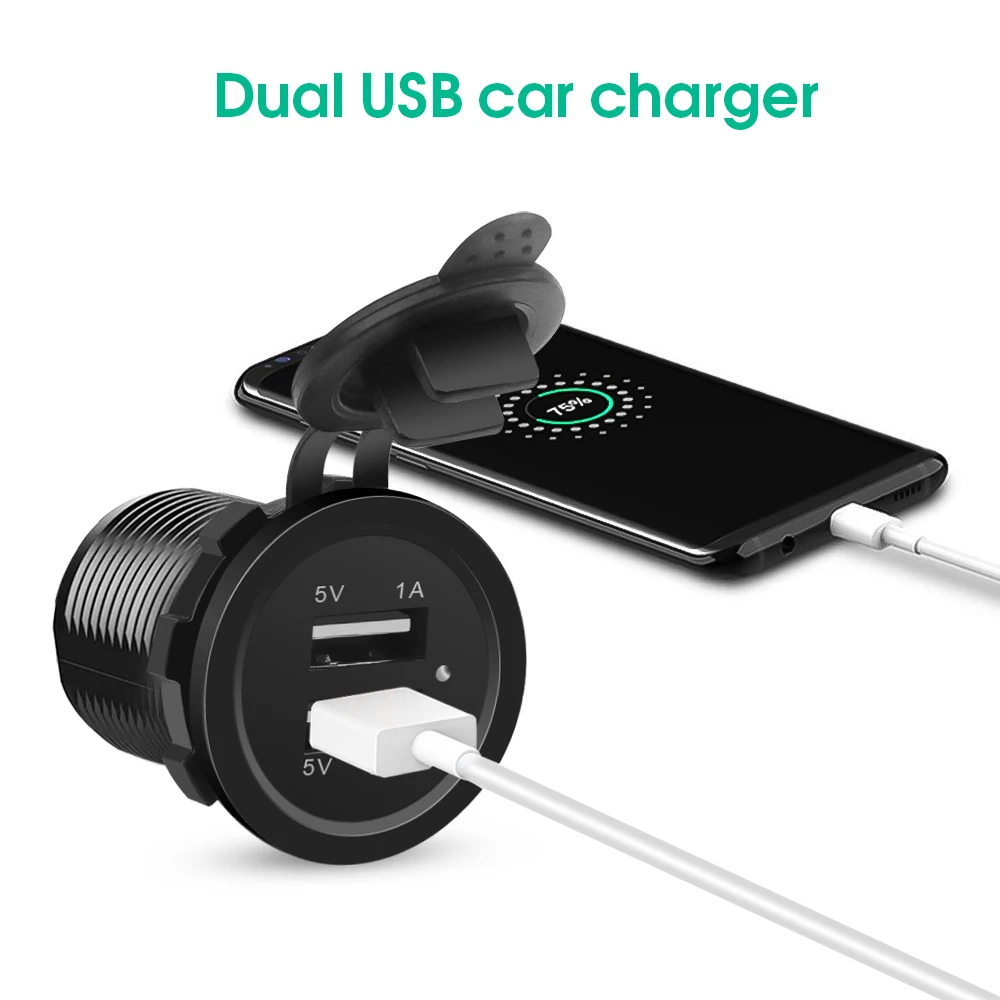 KEBID 12V 듀얼 USB 포트 자동차 충전기 소켓 플러그 자동 보트 방수 휴대 전화 충전 어댑터에 대 한 담배 라이터 콘센트