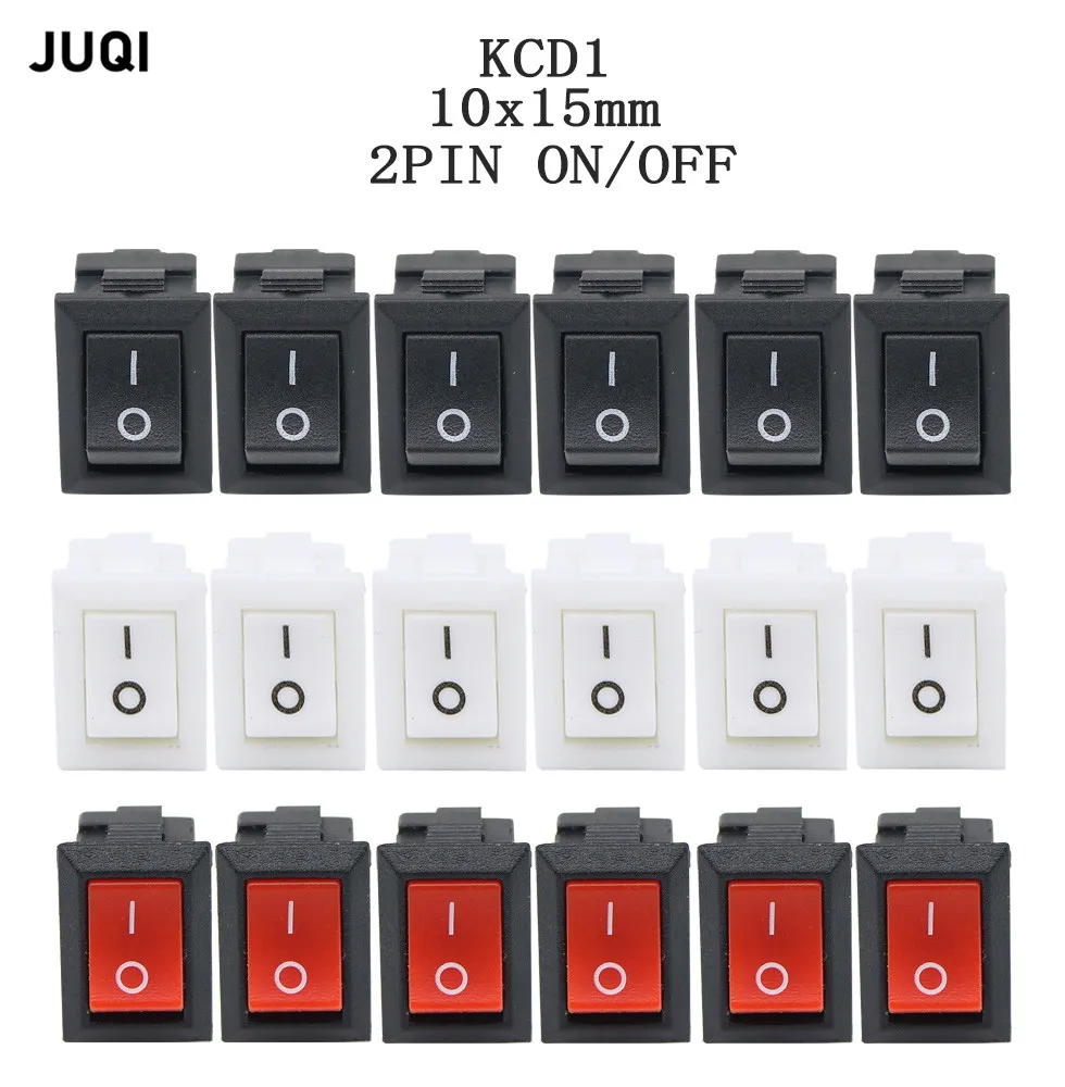 3/5/10Pcs KCD11-101 푸시 버튼 스위치 3A/250V 미니 블랙 레드 화이트 10*15mm 2 핀 ON/OFF SPST 로커 스위치 title=3/5/10Pcs KCD11-101 푸시 버튼 스위치 3A/250V 미니 블랙 레드 화이트 10*15mm 2 핀 ON/OFF SPST 로커 스위치 