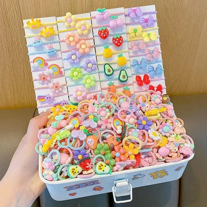 10 개/대 어린이를위한 고무 밴드 만화 헤어 밴드 새로운 고탄성 달콤한 귀여운 아기 헤어 밧줄 소녀 헤어 액세서리
