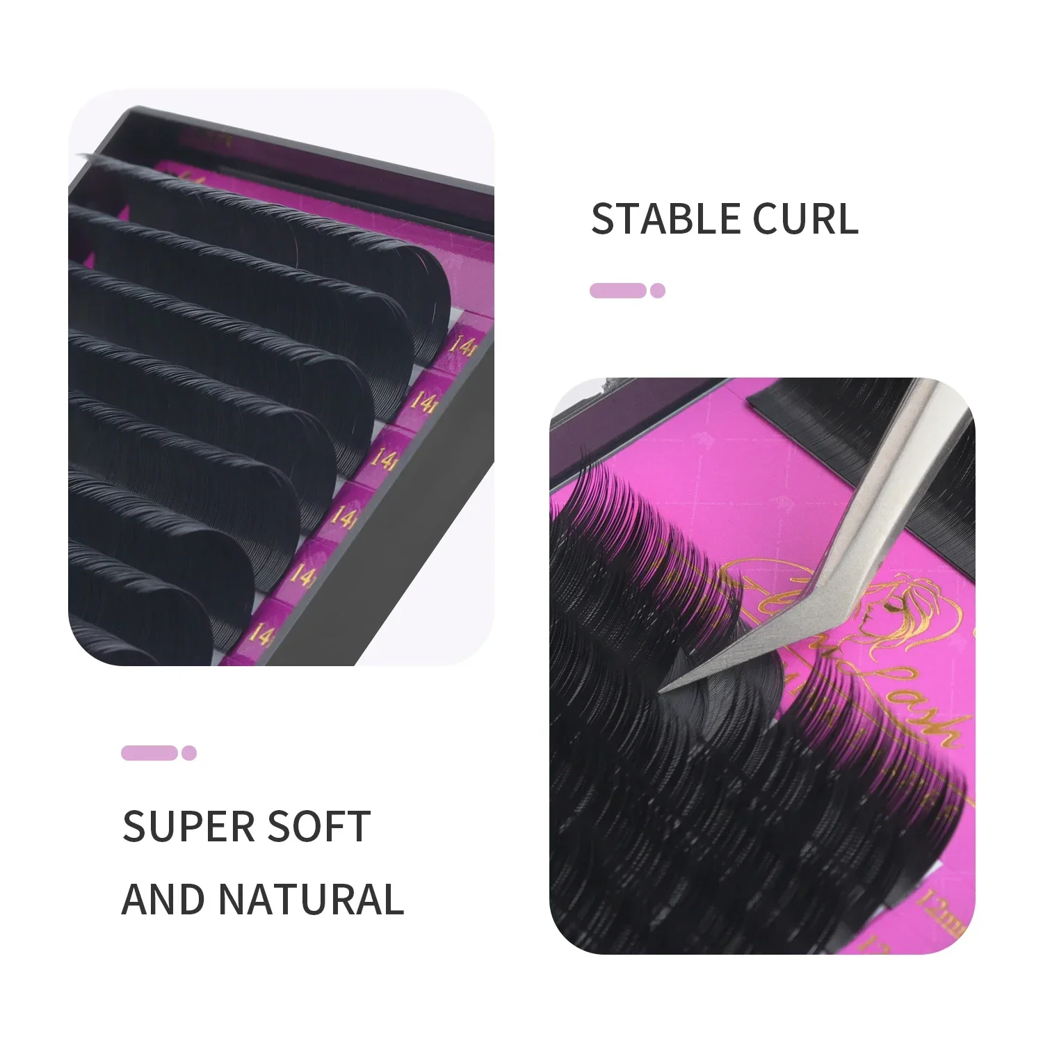 GLAMLASH 도매 16Rows BCCCD 컬 천연 밍크 단일 속눈썹 확장 프리미엄 개별 가짜 거짓 눈 속눈썹